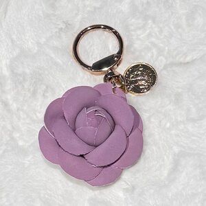 Mauve Keychain / bag charm, with bow, can attach to purse …